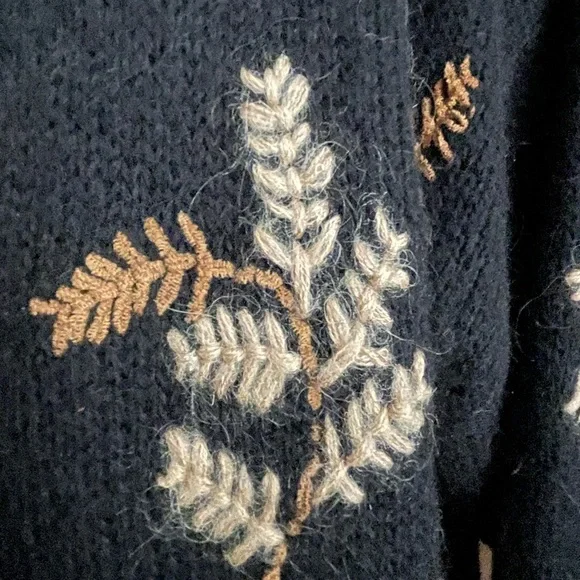 Vintage Susan Bristol Mohair & Satin Lined Embroidered Cardigan Tunic Sweater XL - Picture 3 of 8